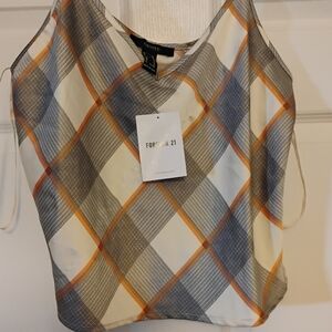 Forever 21 Plaid Camisole - Gray, Orange, and Cream